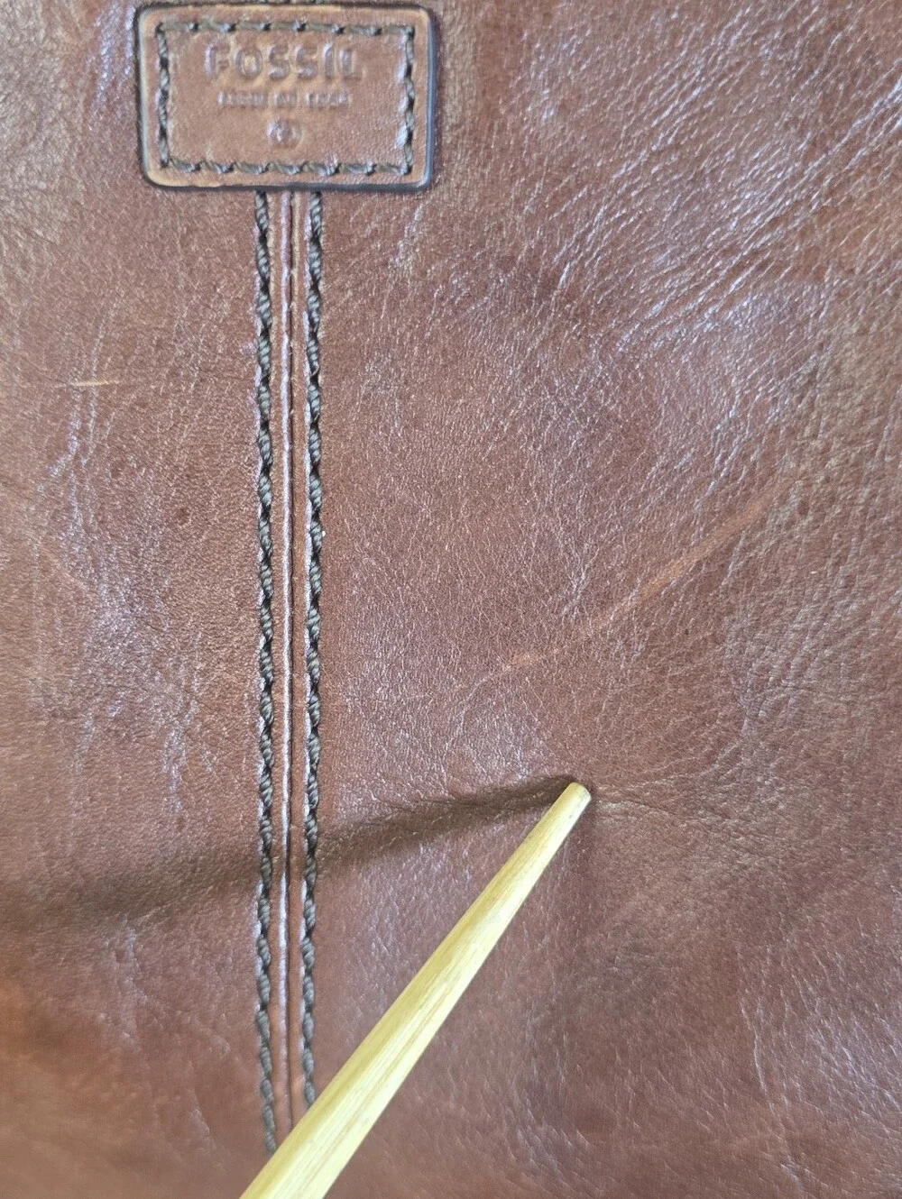 FOSSIL XL Leather Laptop Computer Satchel Tote Unisex Weekender Travel